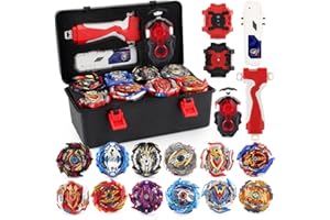 Daoyehsy Battling Top Burst Launcher Game Set, 12 Spinning Tops Gyros 3 Launchers with Storage Box Great Birthday Present for Boys Age 6 8 10+