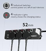 PIBEEX 3M Extension Lead with USB 5 in 1 UK 4 USB Ports 3 GFCI Switches view 3