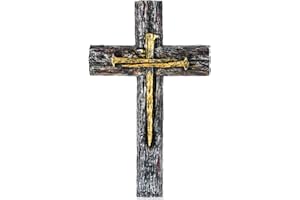 NCPLYGOU Crucifix Wall Cross, Catholic Cross for Wall with Metal Hook, Layered Wood Like Resin Crosses Wall Decor for Church Office Home Baptism, Jesus Wall Art Christian Gifts