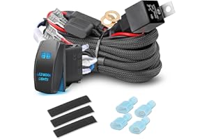 Wiring Harness 2 Lead, Rfroad Lighting 12V Fog Lights Wiring Harness Kit for LED Light Bar Work Lights Driving Lights 40A Relay Fuse On/Off Rocker Switch Nylon Wire Harness for Truck UTV ATV Boat