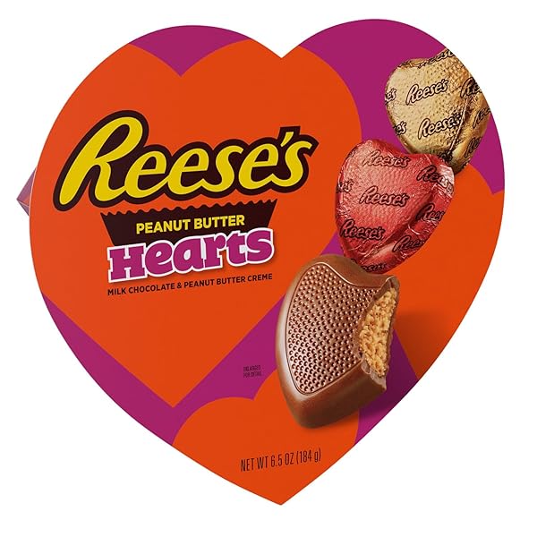 REESE’S MILK CHOCOLATE PEANUT BUTTER CREME HEARTS, VALENTINE’S CANDY GIFT BOX, 6.5 OZ
