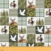 Erosebridal Mallard Duck Deer Fabric by The Yard Soft 1 Yard | Green Camouflage Upholstery Fabric for Chair Sofa,PatchworkDecorative Fabric,Green White Decor for Quilting, Not Stretchy