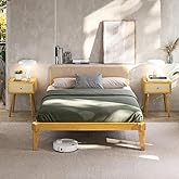 Bme Chalipa 14” Solid Wood Bed Frames - Wood Platform Bed Frame - Japanese Joinery Bed Frame - Wood Slat Support - Bed Without Box Spring - Easy Assembly - Minimalist & Modern Style, Natural - Full
