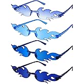 EBOOT 4/8 Pairs Fire Flame Glasses Rimless Flame Fire Sunglasses for Women Men New Year Valentines St' Patricks Party Decor