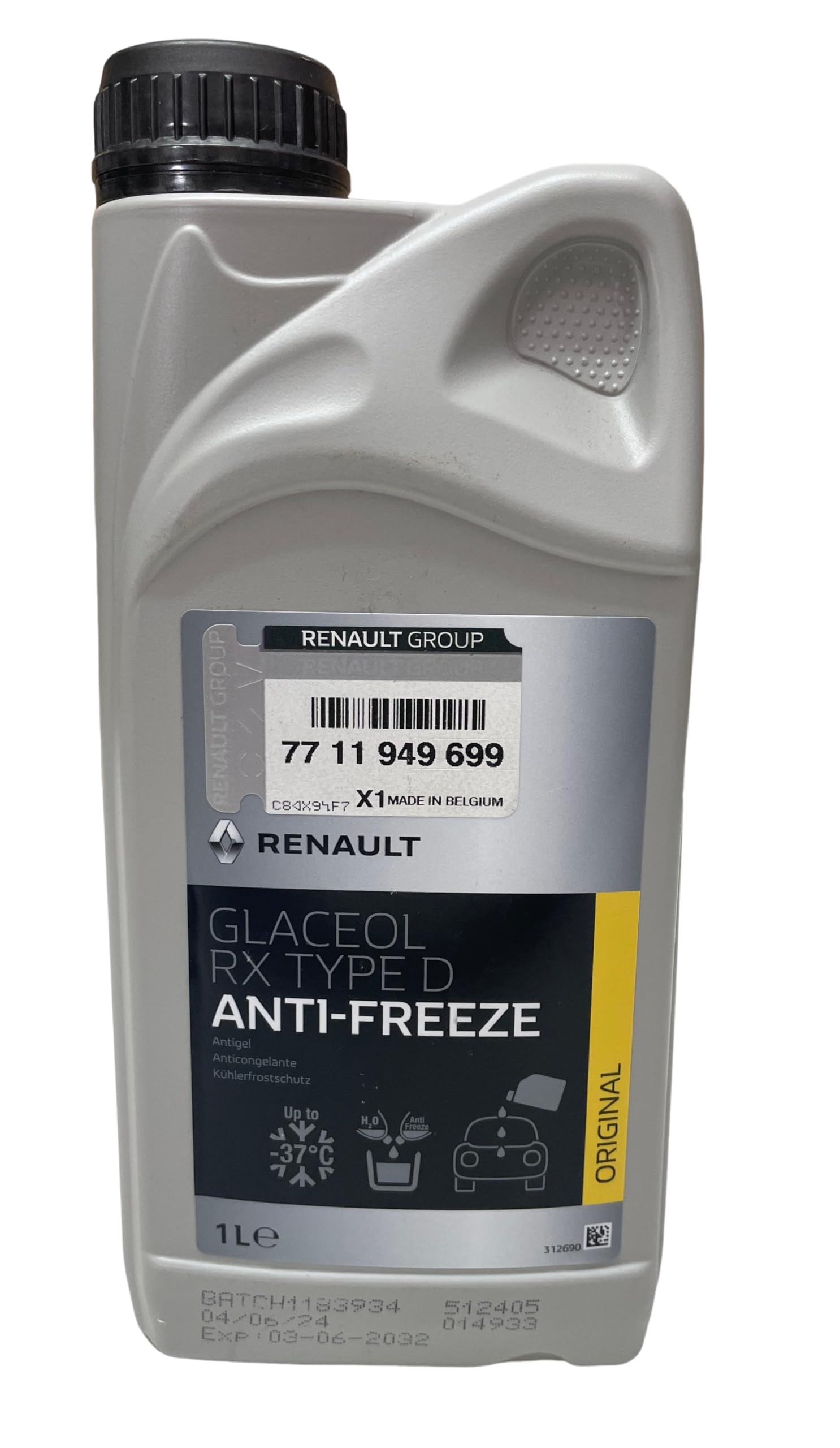 Renault frost protection radiator antifreeze, 1 litre glaceol RX type D green