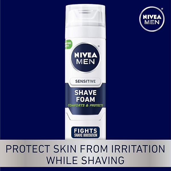 NIVEA MEN SENSITIVE SHAVE FOAM WITH VITAMIN E, SOOTHING CHAMOMILE AND WITCH HAZEL EXTRACTS, 7 OZ CAN (PACK OF 1)