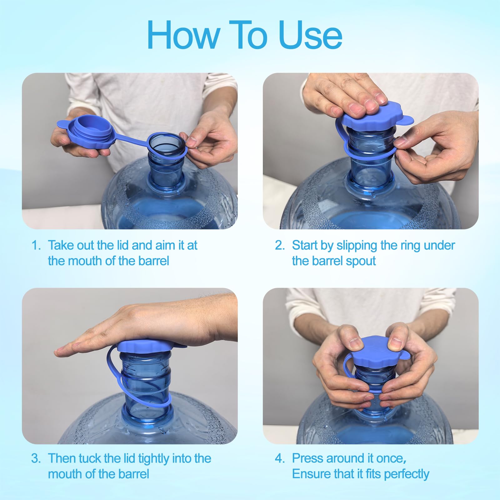 Xaxuqtu【5 PCS】3 & 5 Gallon Water Jug Cap, Upgrade Reusable Replacement Caps, Non Spill Lids for 55mm Water Bottle