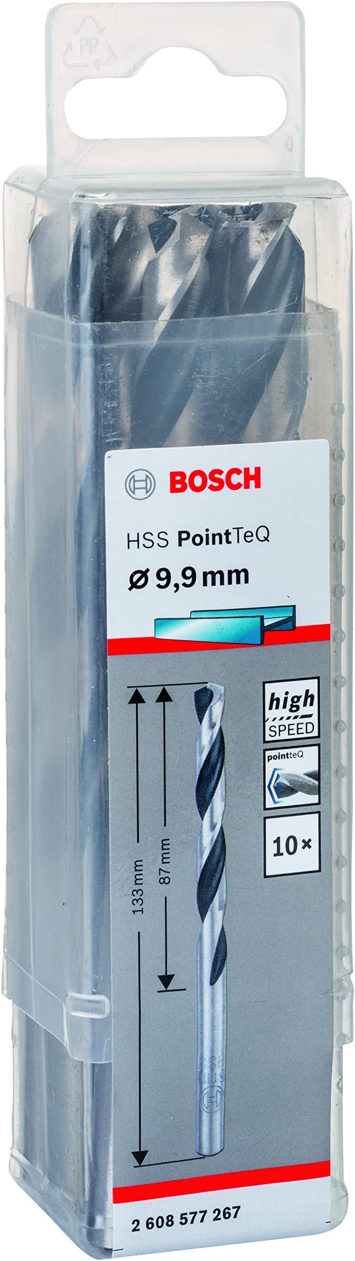 Bosch PointTeQ HSS Twist Drill Bit 10pc 9.9 x 87 x 133 mm Metal
