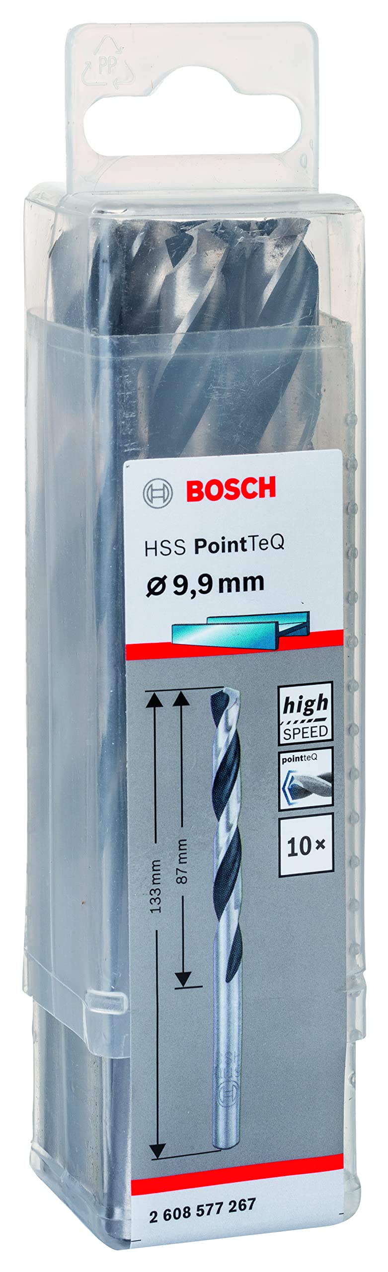 Bosch Professional 10-piece PointTeQ HSS Twist Drill Bit (for Metal, 9.9 x 87 x 133 mm, Drill Driver Accessories)