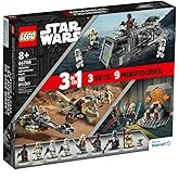LEGO Star Wars Galactic Adventures 66708, 3-in-1 Building Toy Gift Set: The Mandalorian Trouble on Tatoonie and Imperial Armored Marauder and Clone Wars Duel on Mandalore