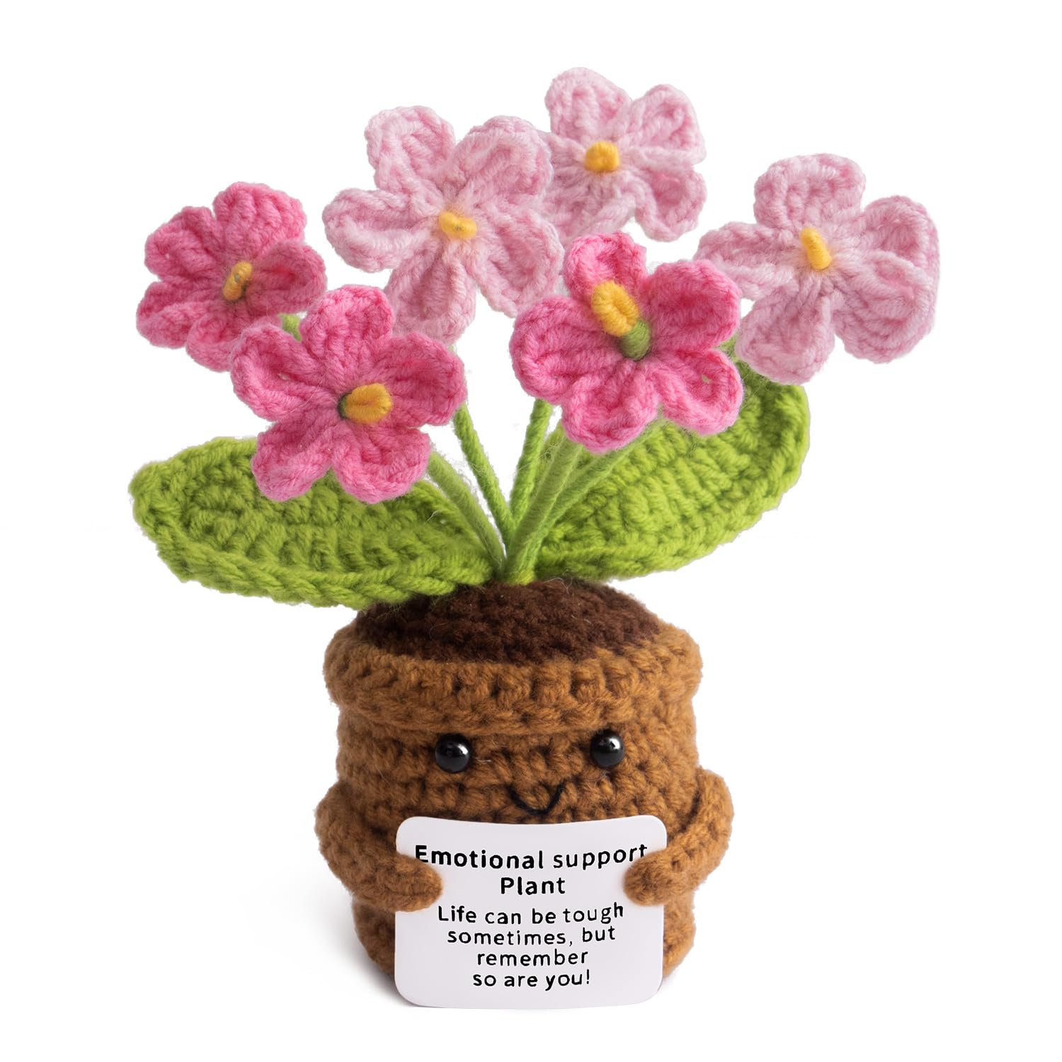 MS ZHENQIAO Handmade Positive Crochet Flower, Inspirational Gifts for Women | Thinking of You, Get Well Soon Gifts for Women