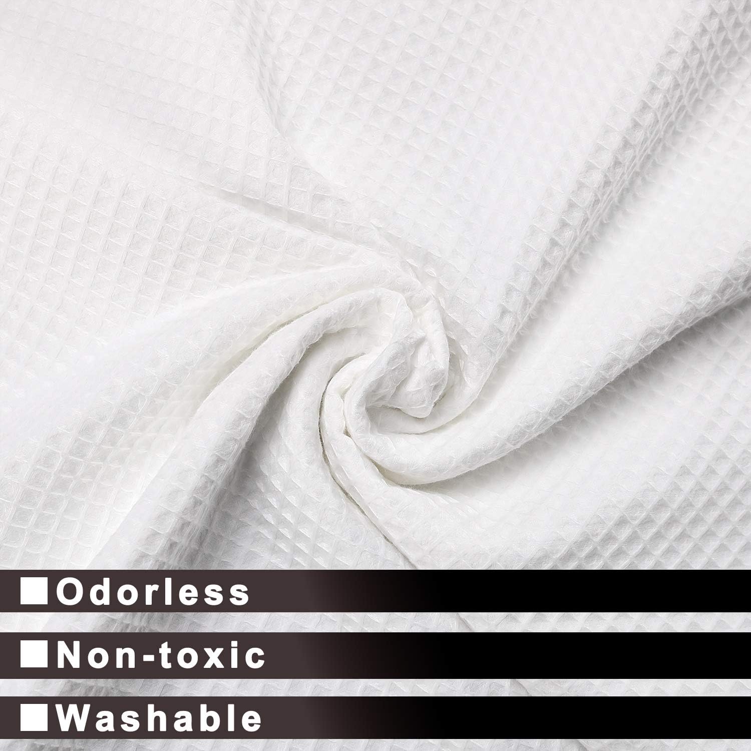 Barossa Design Cotton Blend Shower Curtain Honeycomb Waffle Weave, Hotel Collection, Spa, Washable, White, 72 x 72 inch: Home & Kitchen