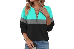 TICTICMISS Womens Sweatshirts Half Zip Fleece Pullover Tops Color Block Quarter Zipper Hoodies Fall Winter Clothes