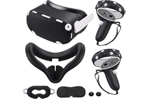 KANG YU Compatible with Oculus Quest 2 Accessories, Silicone Face Cover, VR Shell Cover,Touch Controller Grip Cover,Protective Lens Cover,Disposable Eye Cover(Black)