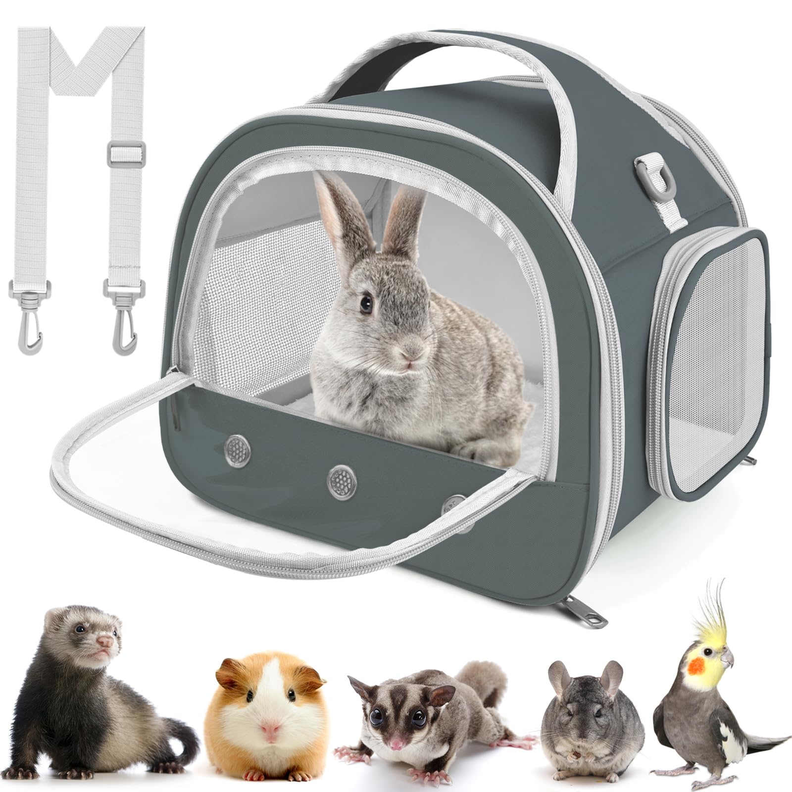Small Animal Bag,ERKOON Small Pet Carrier Guinea Pig/Rabbit/Bird/Pet/Chinchillas Travel Carriers Bag,Portable Pets Transport Bags With Shoulder Strap & Removable Mat, Comfort Airline Approved