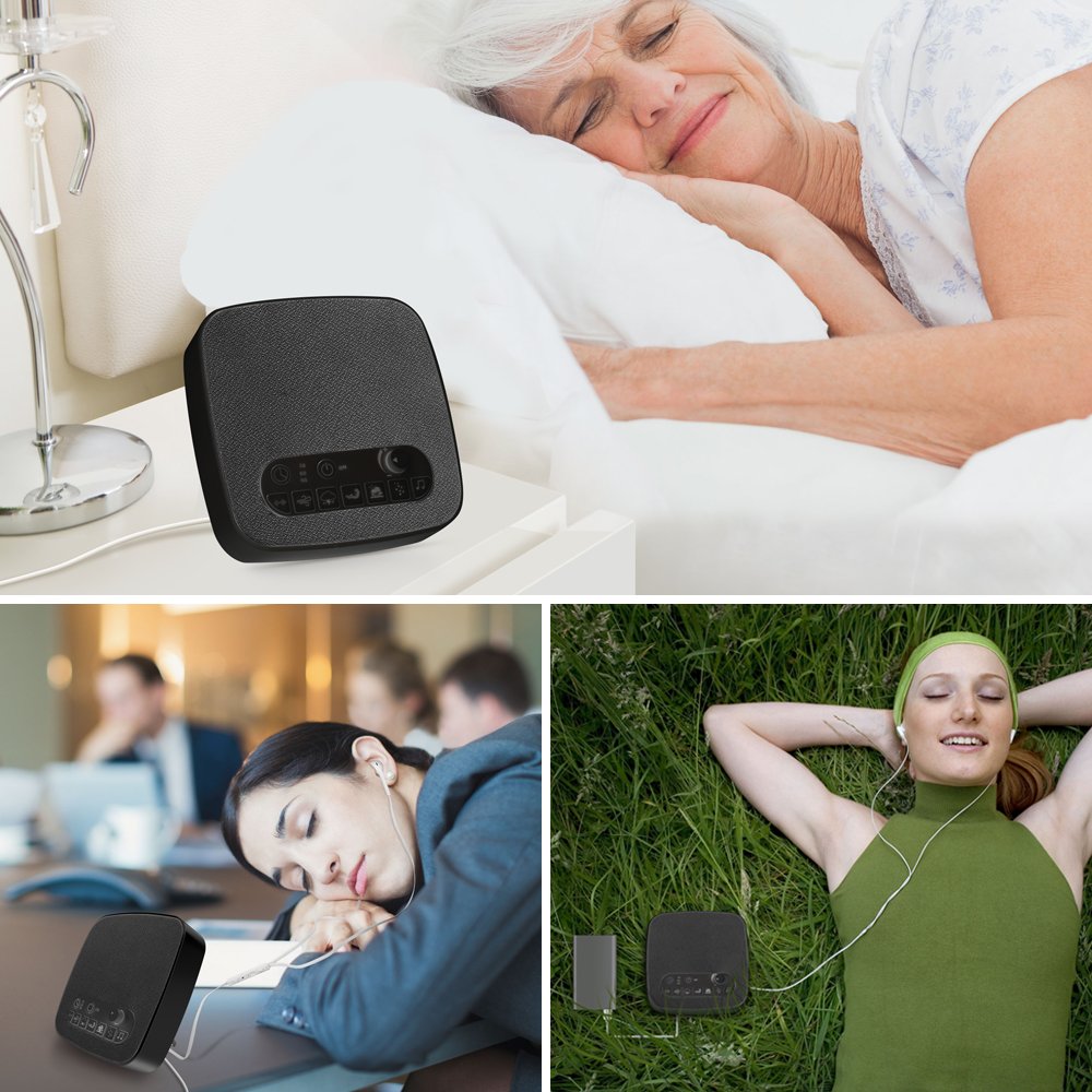 Sleep White Noise Machine, Sencam Baby Sound Machine with Headphone Jack, Insomnia Increase Concentration, 7 Soothing Sounds, 3 Timer Settings, Suitable for Adults, Baby, Sleep, Yoga, Spa, Relaxation