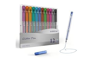 Welebar Glitter Gel Pen Set Compatible with Cricut Maker 3/Maker 4/Maker/Explore 3/Explore 4/Air 2/Air, 0.8 Tip Glitter Pen Set of 12 Pack Medium Point Pen, Writing, Drawing, Invitations, Cards