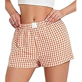 TISDEN Women Pajamas Shorts Y2k Elastic Waist Plaid Boxer Shorts Cute Gingham Sleep Lounge Bottoms