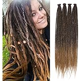 24 Inch 40 Strands Dreadlock Hair Extensions,Synthetic Hippie Single Ended Handmade Dreads,Thin 0.6cm Width Straight Reggae Style Dreadlocks for Woman,1B/27