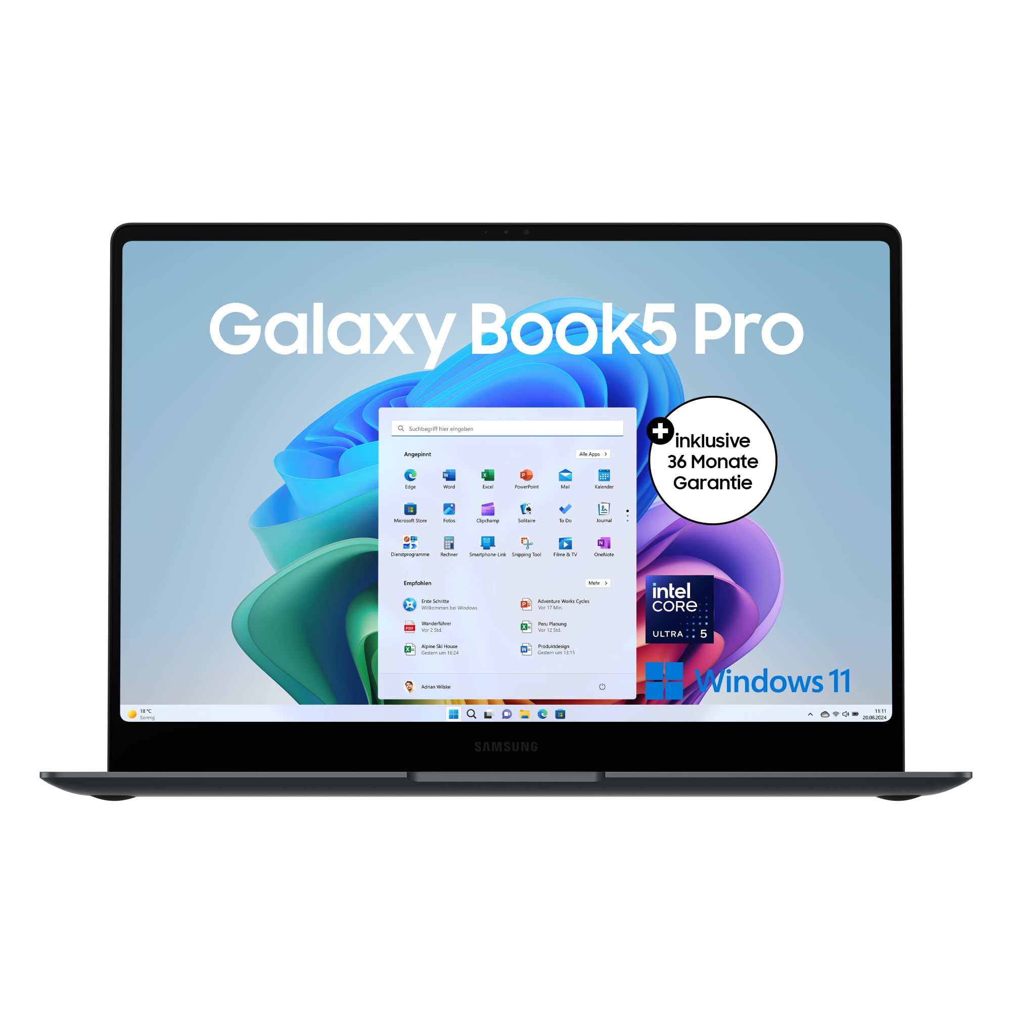 Samsung Galaxy Book5 Pro AI-Laptop, 14-Zoll-Display, AI-Notebook mit Intel Core Ultra 5 Prozessor, 16 GB RAM, 512 GB Speicher, Copilot+ PC, Moonstone Gray, 3 Jahre Herstellergarantie
