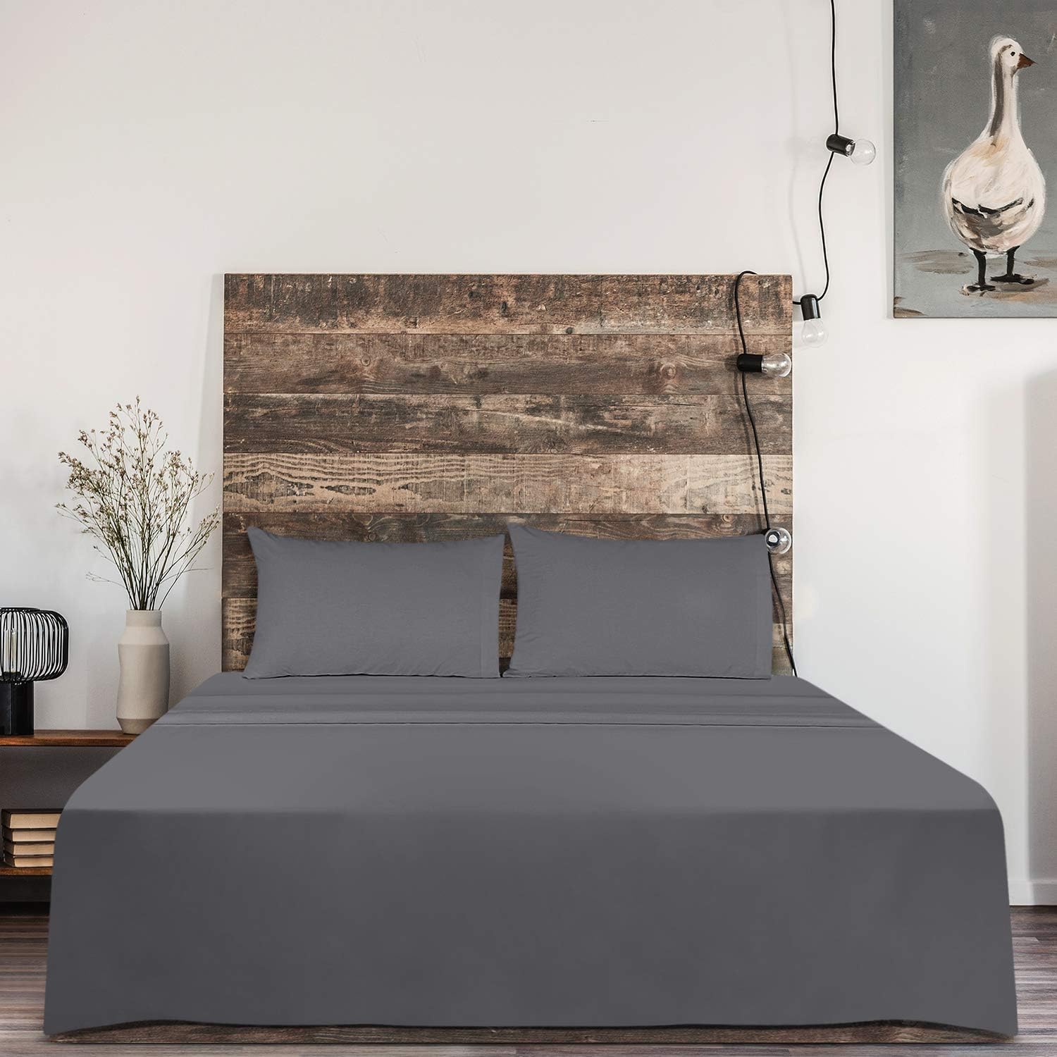 Utopia Bedding Flat Sheet - Soft Brushed Microfiber Fabric - Shrinkage & Fade Resistant Top Sheet - Easy Care - 1 Flat Sheet Only (King, Grey): Home & Kitchen