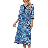 PITINAN Moo Moo Nightgown House Dress Zip up Robes for Women Long Lounge Dress House Coat Women