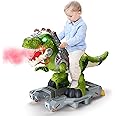 BLF FUN Dinosaur Ride On Toy Cars for Kids, Toddler Electric Ride On Toys with Music, Light & Smoke, Preschool Kids Scooter Foot-to-Floor Walker, Ride on Toy Indoor Outdoor