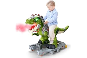 BLF FUN Dinosaur Ride On Toy Cars for Kids, Toddler Electric Ride On Toys with Music, Light & Smoke, Preschool Kids Scooter Foot-to-Floor Walker Indoor Outdoor, Christmas Birthday Gifts for Boys Age 3 4 5