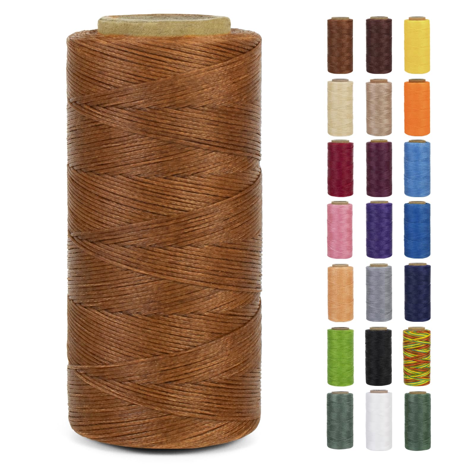 LEREATI Waxed Thread, 284 Yards 150D 0.8mm Leather Sewing Thread Flat Waxed Cord, Leather Repair Weave String for Leather Stitching Sewing, Bookbinding, Bracelets, DIY Crafts (Brown)