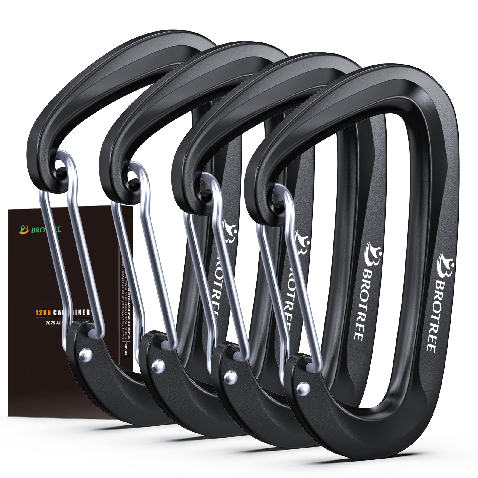 BROTREE 12KN Carabiner Clips Heavy Duty Carabiners for Hammock, Camping, Hiking, Backpack and More (2 or 4 Packs)
