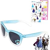 Disney Frozen Sunglasses for Kids Set - Bundle with Stylish, Comfortable & Durable Blue Frozen Sunglasses Plus Stickers, More | UV-Protection Accessories for Girls