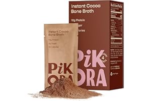 Pikora Chocolate Bone Broth Instant Powdered Mix (1 Pack, 4 Servings) | High-Protein, Gluten-Free, Collagen-Rich, No Sugar, Keto & Paleo Friendly | 10g Protein, 45 Calories per Serving