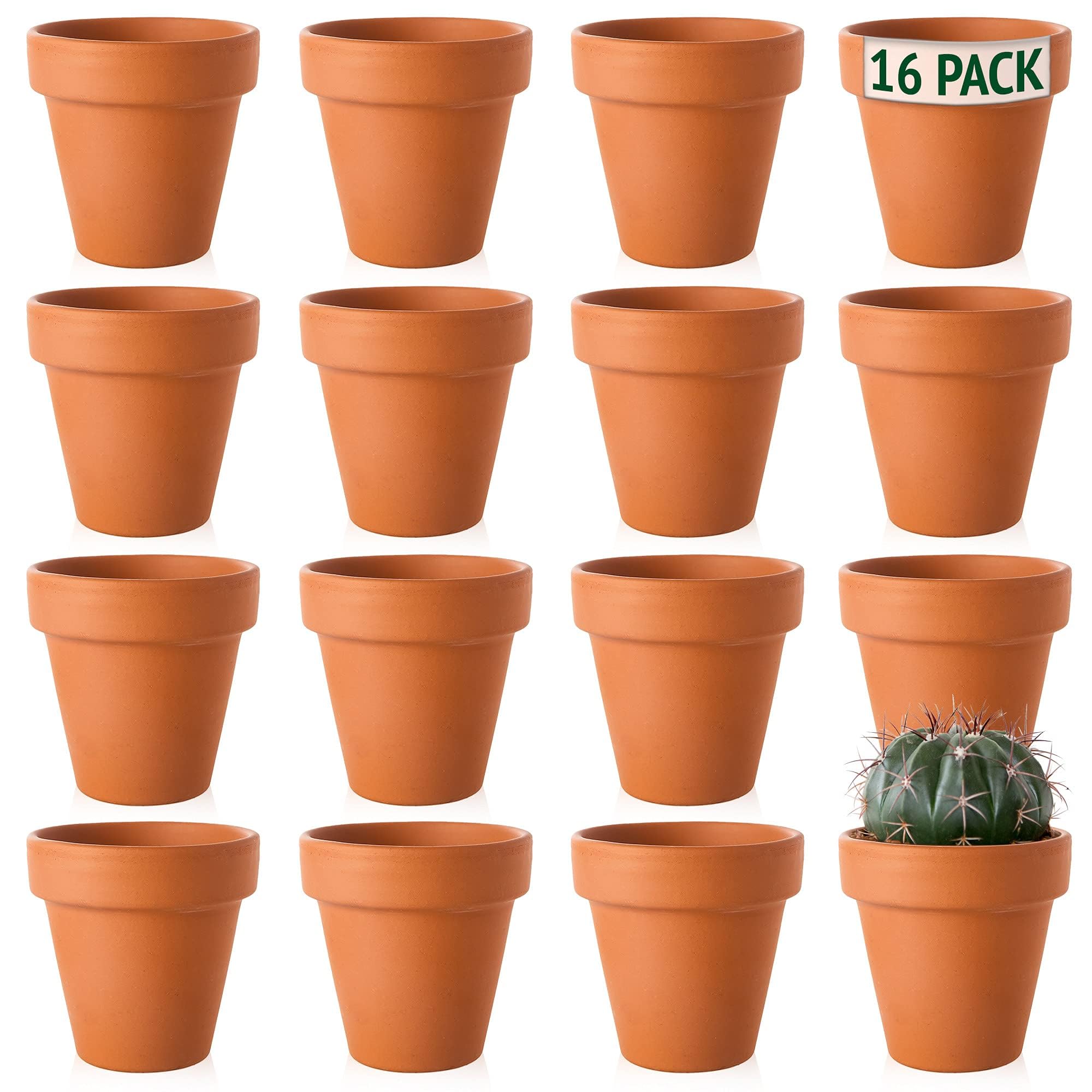 Green Thumbz Terracotta Plant Pots - 6.5cm x 16 Pack Small Plant Pots - Multi Purpose Mini Terracotta Pots for Plants, Flowers, Candle Making, and Painted Art