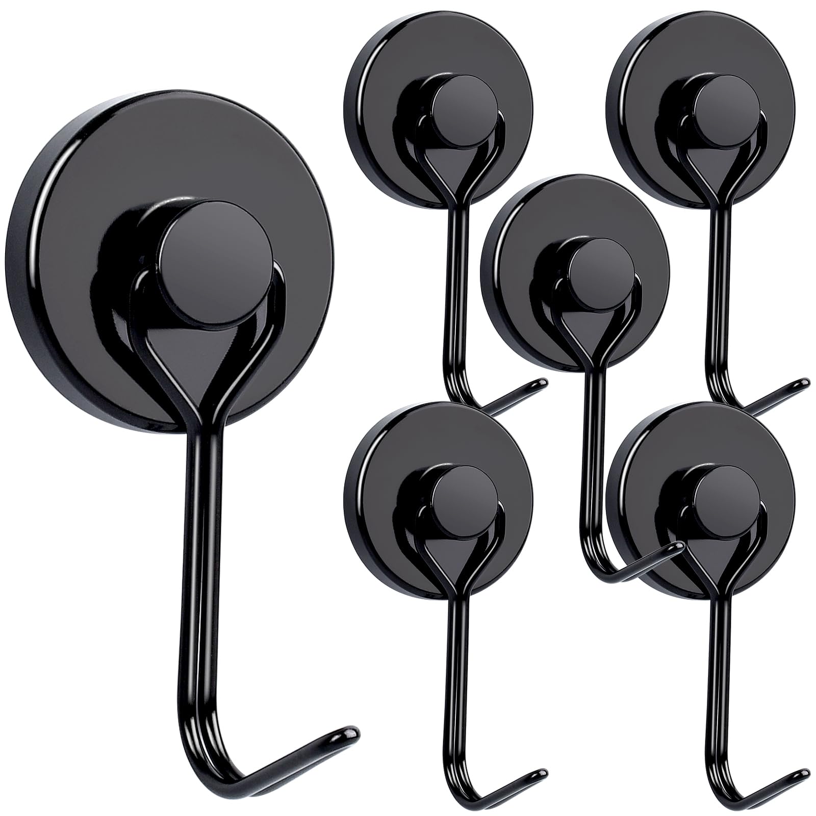 32MM 超强力マグネットフック, 6個セット 強力磁石 磁石フック ネオジム磁石 フック 強力マグネットフック 垂直耐荷重30kg 水平耐荷重10kg 防腐食 冷蔵庫 玄関 キッチン用 オフィス用 浴室フック お風呂 壁掛け用 キー ブラック の商品画像