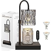 Candle Warmer Lamp with Timer, Electric Candle Warmer for Jar Candles, House Warming Gifts, Birthday Gifts for Mom Women Friends, Home Decor Dimmable Wax Melt Lamp, Black, Glass