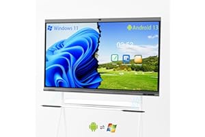 Smart Board, Tiburn INSPUR 65 Ultra Built-in Android 13/Windows 11 Pro Dual Systems, Digital Board with 8 Line Array Microphone and 4K Auto Framing Webcam Electronic Whiteboard for Office Classroom
