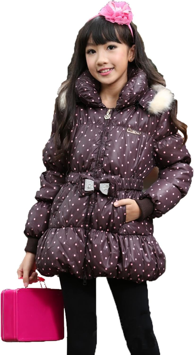brown padded coat with fur hood