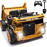 NEWQIDA 24V Ride on Dump Truck, Kids Electric Car with Remote Control, Ride on Construction Vehicles with Electric Dump Bed a