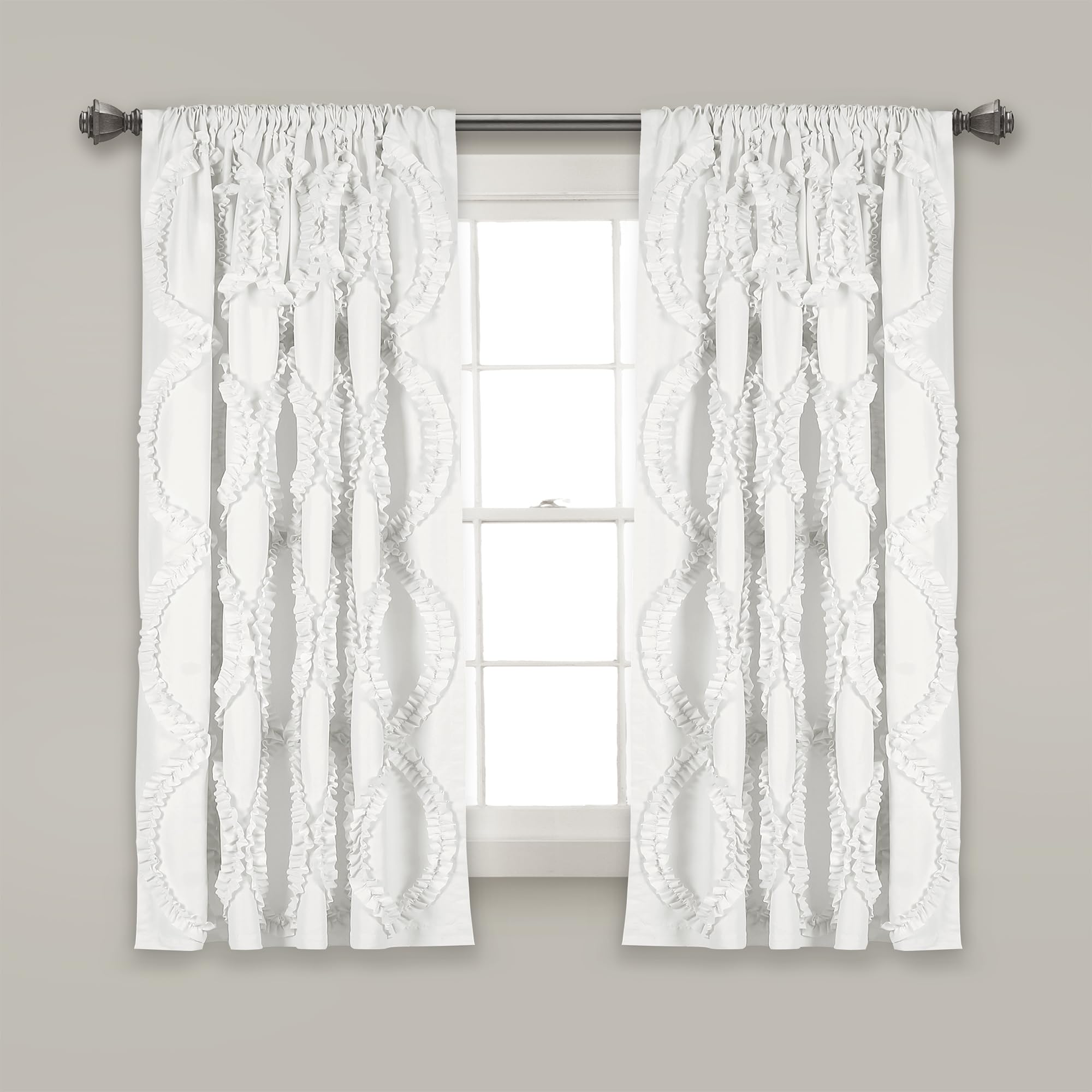 Lush Decor Avon Window Curtain Ivory Panel for Living, Dining Room, Bedroom (Single), 54" W x 63" L, White — image 1