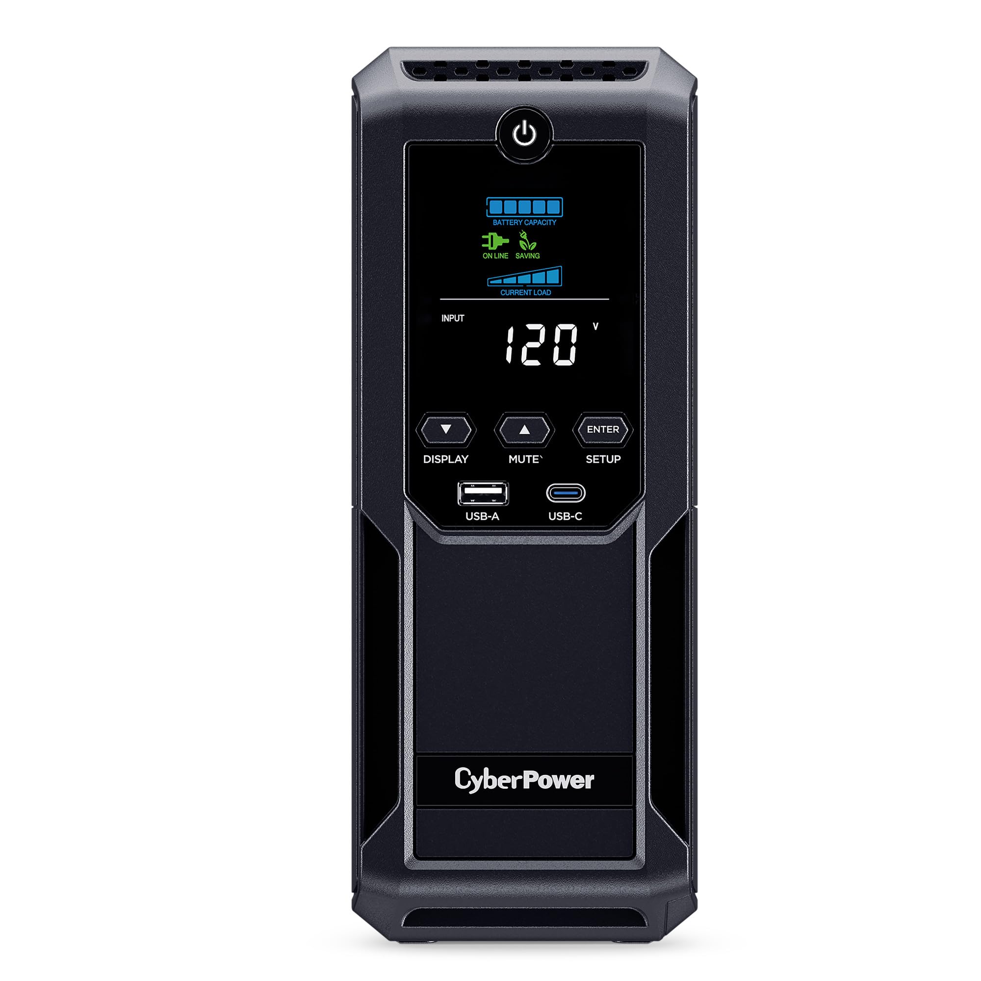 CyberPower CP1350AVRLCD3 Sistema UPS LCD Inteligente, 1350VA/815W, 12 Tomacorrientes, 2 Puertos USB, AVR, Mini Torre, Negro