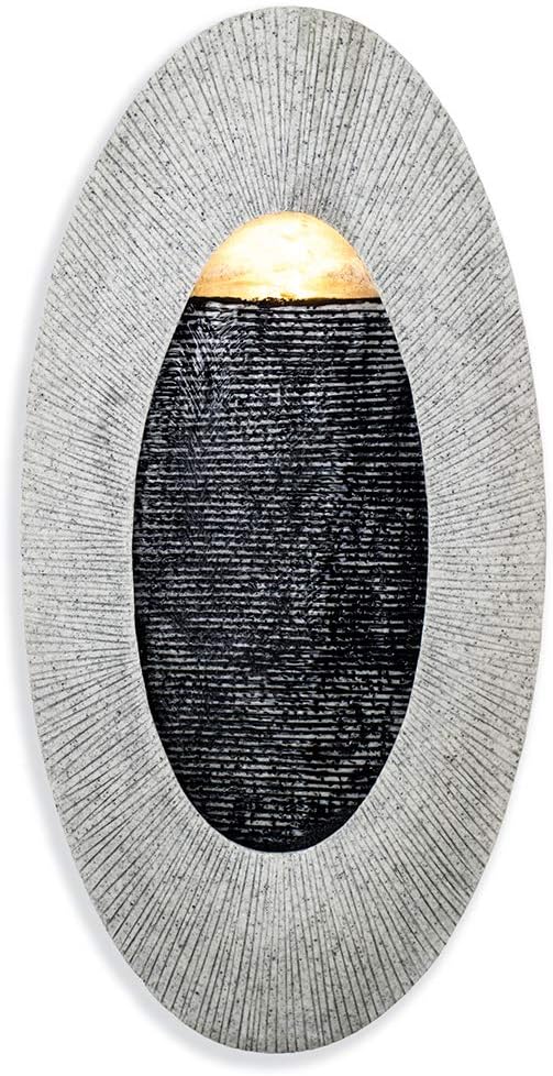 Make Lemonade Indoor/Outdoor Waterfall Hanging Fountain, Handcrafted Natural Faux Stone Exterior with LED Lights, Patio and Home Wall Décor, Oval, Tan: Home & Kitchen