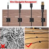 BNPHSIN 50PCS Black Adhesive Cable Clips Holder for Wall Wire Cord Management view 6