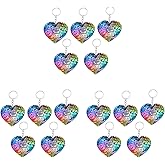 15 Pcs Sparkling Key Ring Pendent Keychain Shiny Charm Keychain Flip Sequin s Car Backpack s for Girls Heart Shape Wallet Miss Handbag