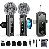 GoorDik Wireless Lavalier Microphone for iPhone, Android, USB C, PC, Camera Video Recording 4 in 1 Clip-on Mics with Rotatable Clip&Denoise Recording, for Vlog Tiktok YouTube Podcast Content Creator