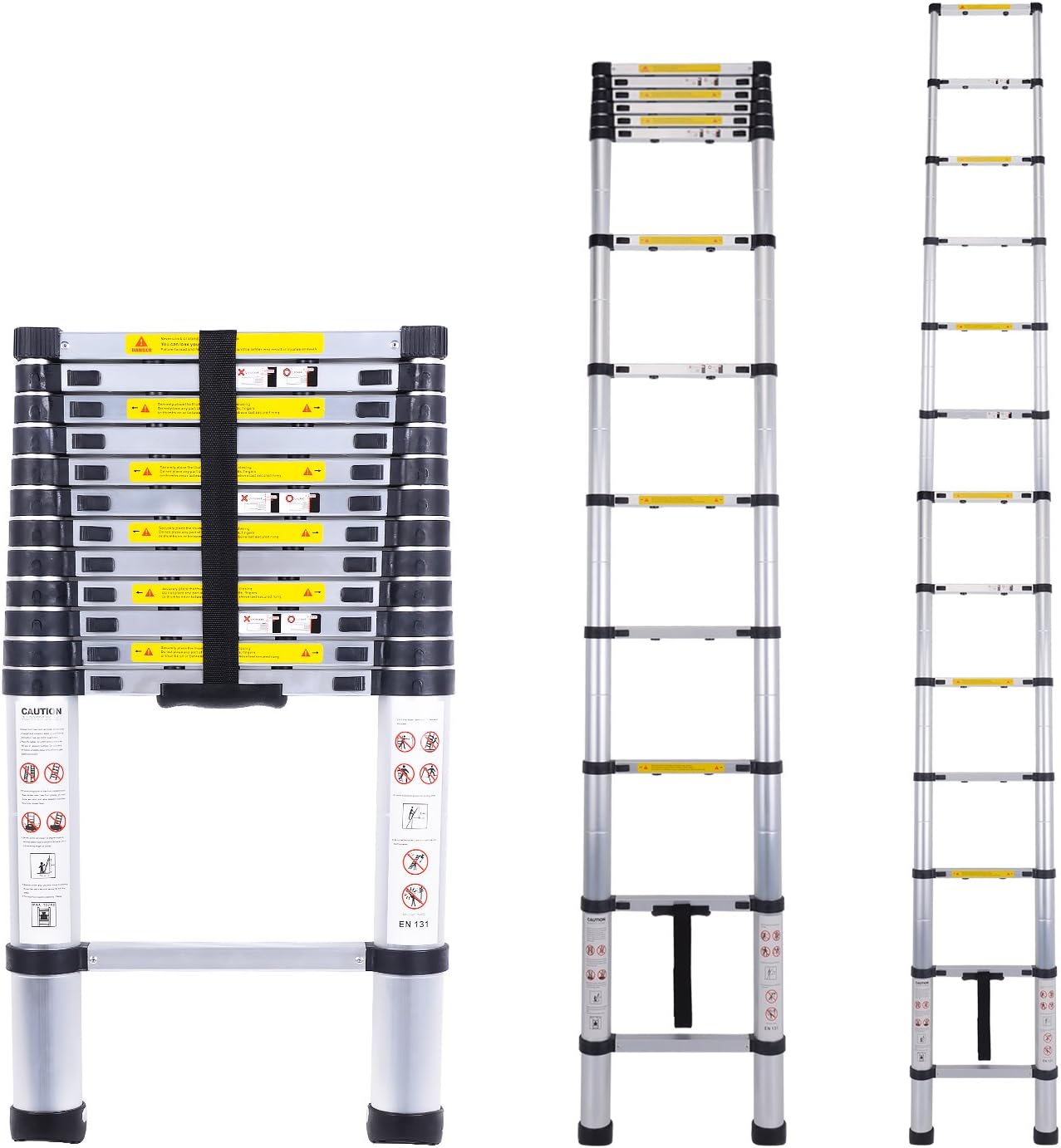 Myifan Telescopic Ladder Multi-Purpose Aluminium Telescoping Ladder Extension Extend Portable Ladder Foldable Ladder EN131Standards (3.8M/12.5Ft)