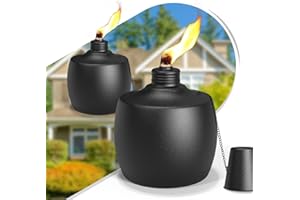 FALBAWR 2-Pack Citronella Tabletop Torches, 21.5 oz Table Top Torches for Outdoor, Metal Oil Burner Candles, Garden Torches with Fiberglass Wick for Yard, Patio, Deck, Garden, Party, Landscape
