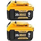 2 Packs 9.0Ah Replacement for Dewalt 20V Max Battery Lithium-Ion Batteries Compatible with DCB200, DCB206, DCB205, DCB204, DC
