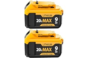 2 Packs 9.0Ah Replacement for Dewalt 20V Max Battery Lithium-Ion Batteries Compatible with DCB200, DCB206, DCB205, DCB204, DC