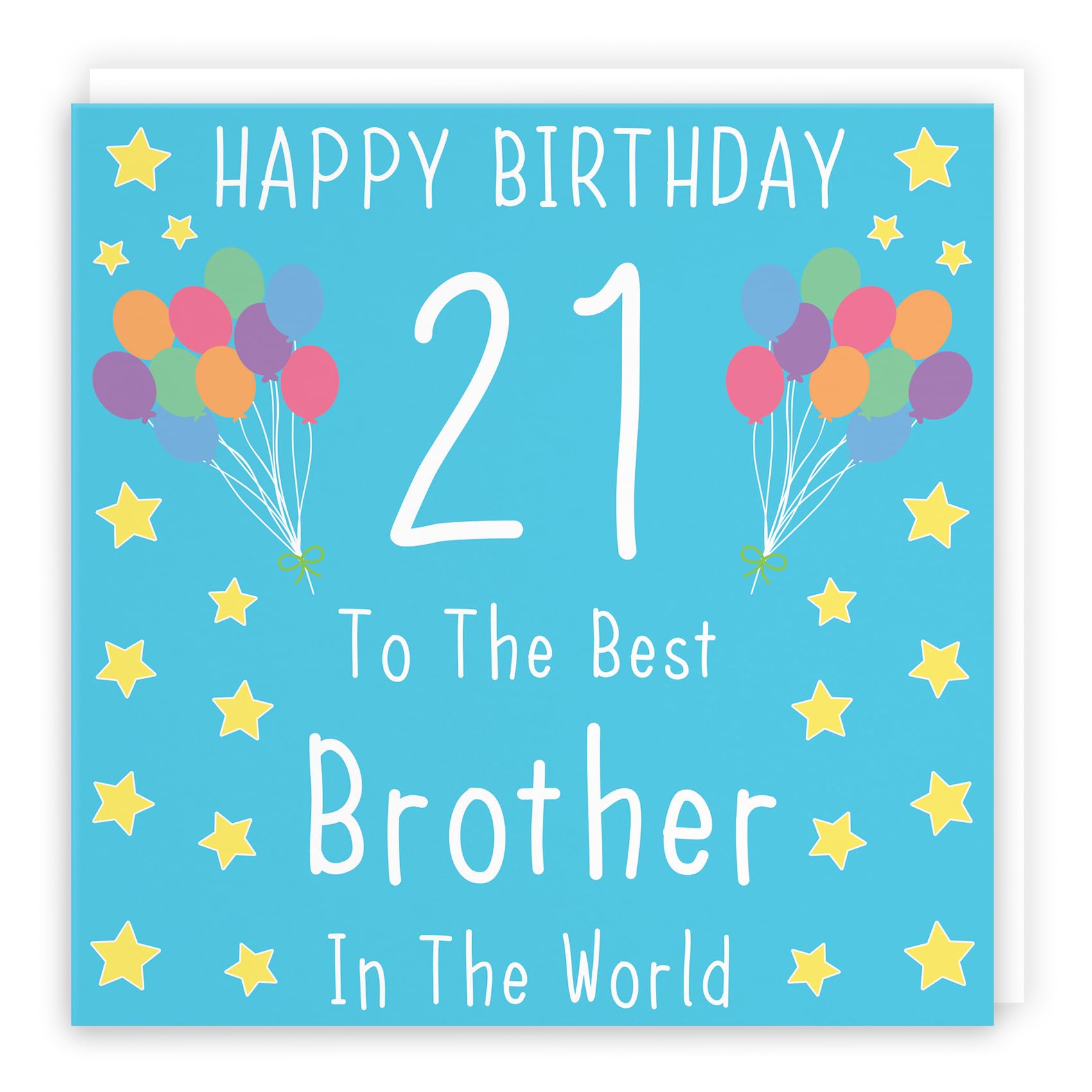 Hunts England - Large Brother 21st Birthday Card - Happy Birthday - 21 - To The Best Brother In The World - Iconic Collection - Large - 210 x 210 mm - Age 21