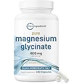 Micro Ingredients Pure Magnesium Glycinate 400mg Per Serving, 240 Capsules | Chelated Mineral Supplements with Elemental Form | Non-GMO, Filler Free